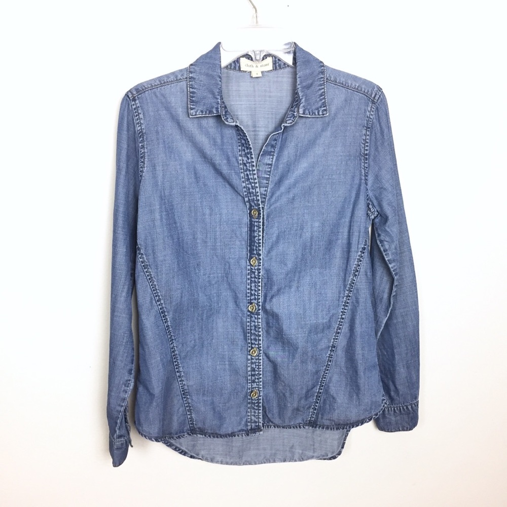 CLOTH & STONE Denim Chambray Button Down Shirt S